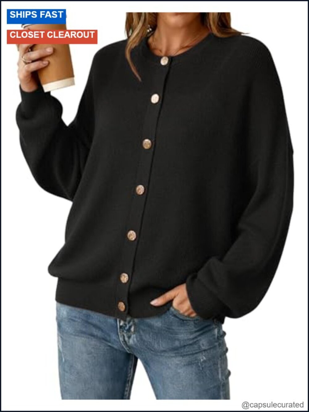 Wool Blend Oversized Button Down Cardigan Sweater
